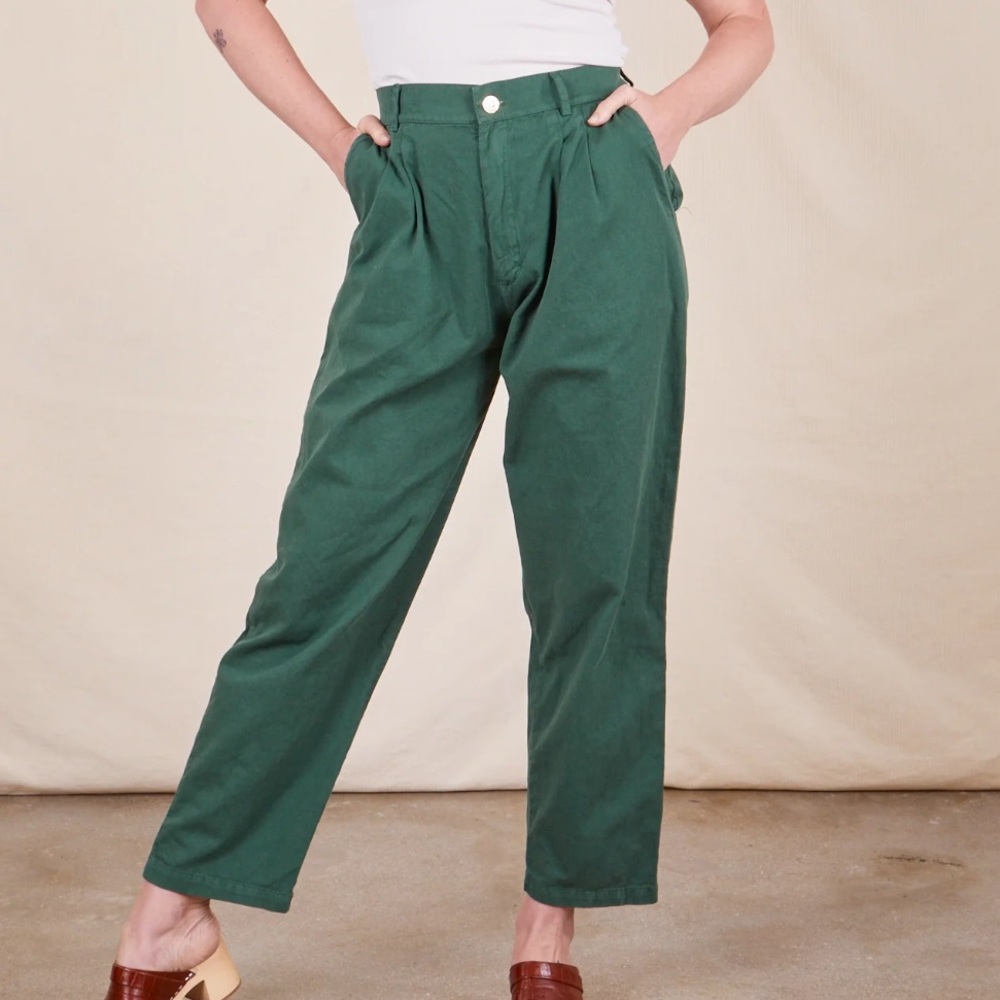 Big Bud Press Forest Green High-Rise Pleated Trousers
